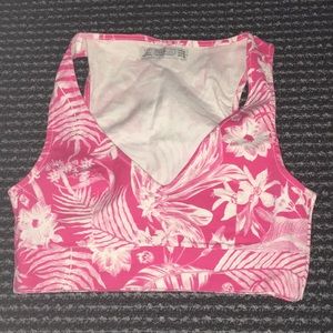 Pink Floral Tropical Crop Top